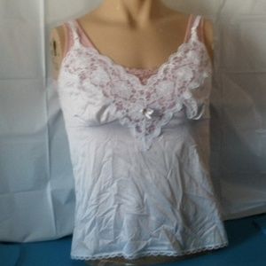 Vintage Ashley Taylor White Nylon Camisole Sz L